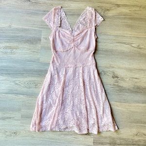 Abercrombie & Fitch pink lace mini dress with cap sleeves